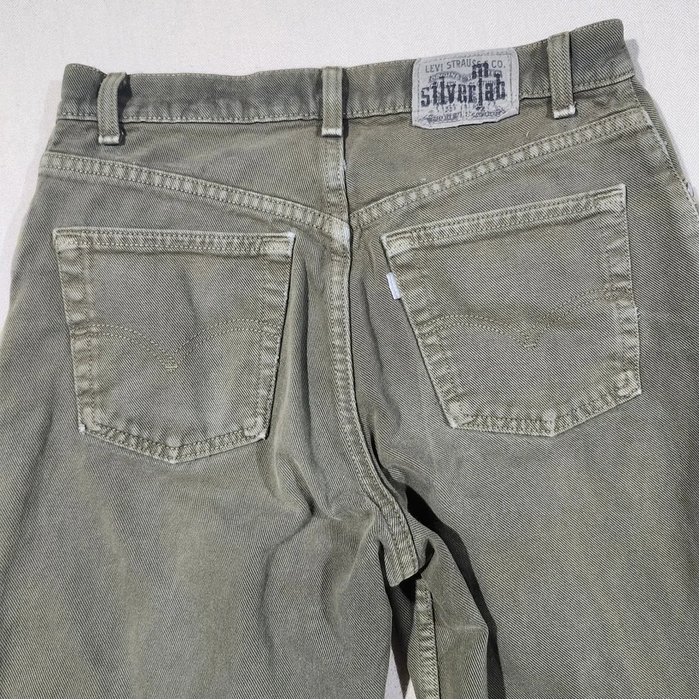 Vintage Levis SilverTab Loose Olive Green Jeans Made in USA 31x32 501-0596